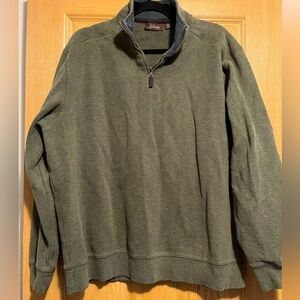 Tasso Elba Men's Green Quarter Zip 100% Cotton Long Sleeve Sweater